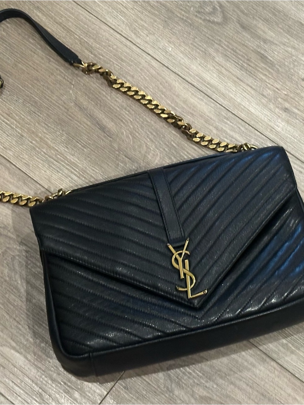 Quilted Leather Envelope Crossbody with Gold Hardware